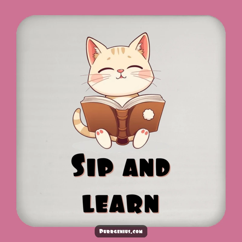 Funny Wise Cat Drink Coaster: Protect Your Surfaces with This Hilarious Feline Scholar