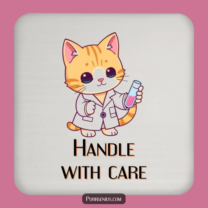 Funny Cat Scientist Coaster Set: Protect Your Surfaces with Science & Smiles