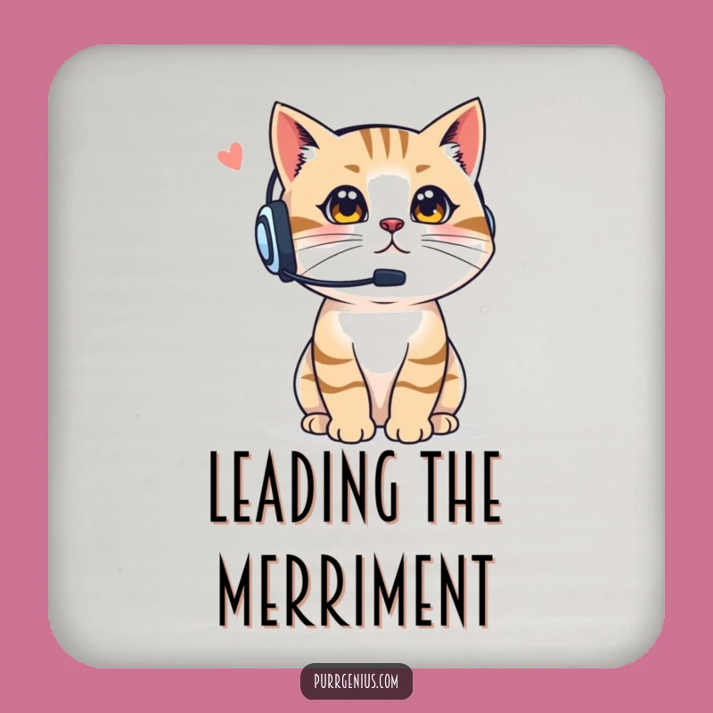 Funny Boss Cat Coaster Set: Headset Directives, Chic Gift for Tables