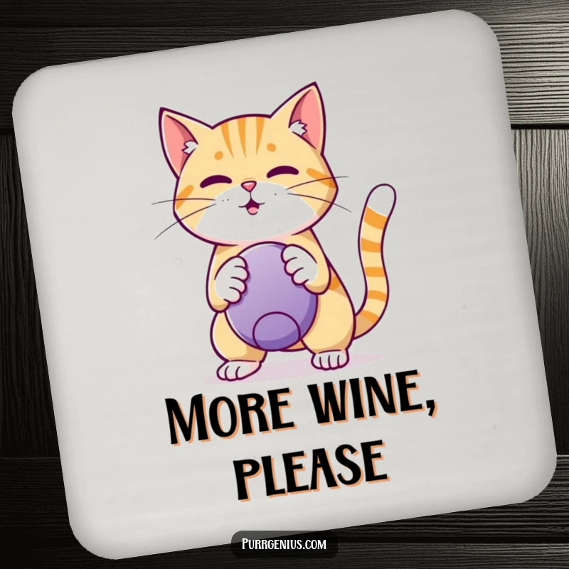 Funny Drink Coasters: A skilled cat executes a ball trick, protecting your surfaces with a humorous and artistic flair.