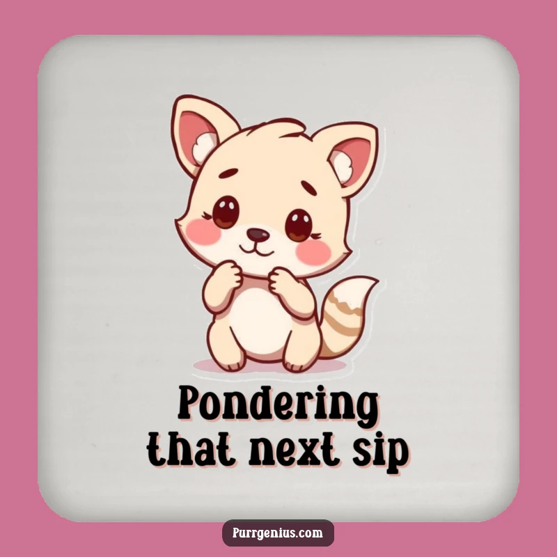 Funny Animal Thoughtful Pose Drink Coaster: Protect Surfaces with Intellect