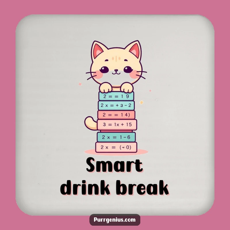 Funny Math Cat Coaster Set: Protect Surfaces with Hilarious Brainpower!