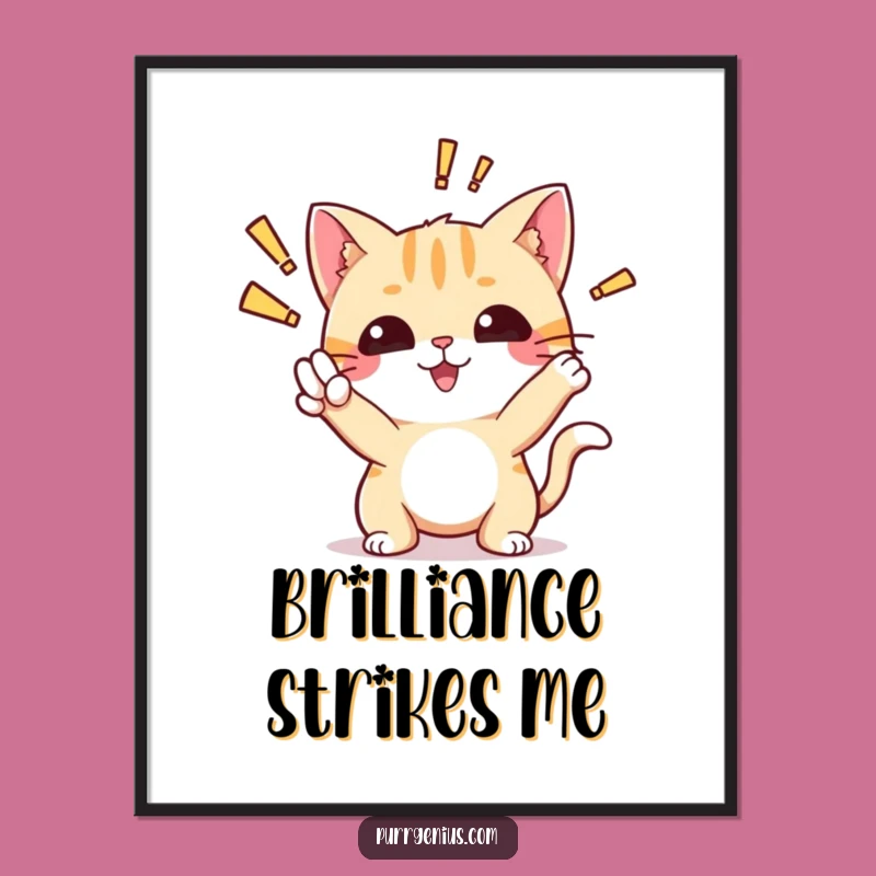 Funny Cat Discovery Poster: Aha! Kitty Art Print, Hilarious Wall Decor Gift