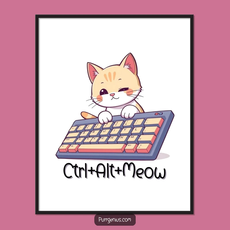 Funny Cat Typist Poster: Decorate Your Workspace with This Hilarious Feline Tech Art