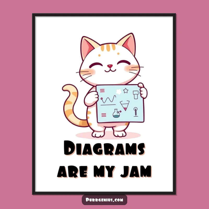 Funny Kawaii Cat Diagram Poster: Hilarious Educational Art for Your Walls