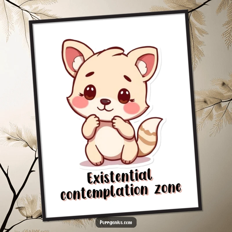 Funny poster art of an animal character in a profound thinking pose, suitable for reflective decor.