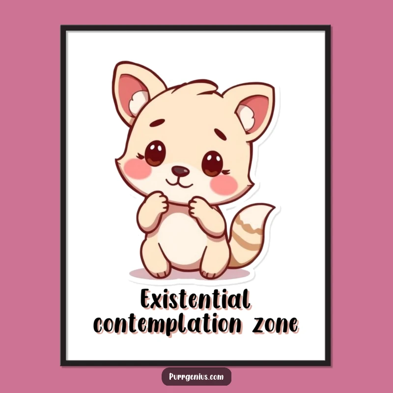 Funny Animal Thoughtful Pose Poster: Art for the Introspective