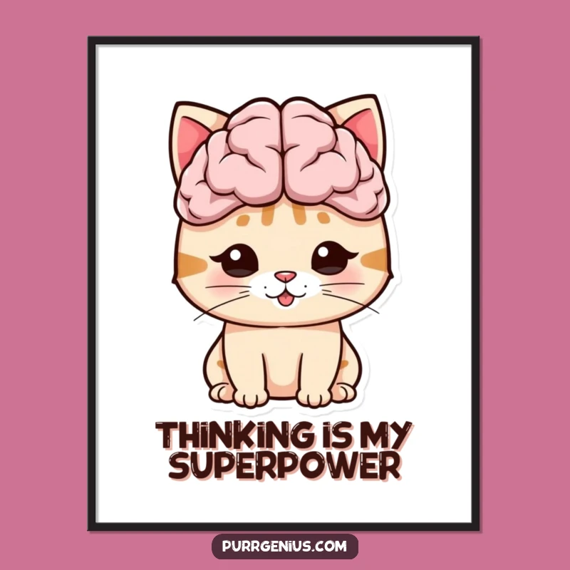 Funny Big Brain Cat Poster: Wall Art for the Intellectually Inclined