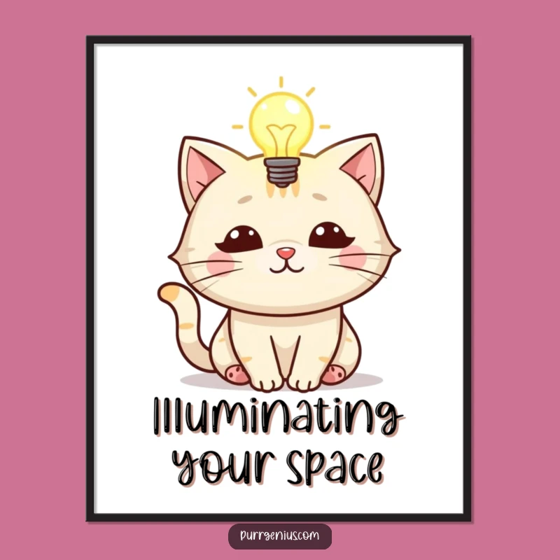 Funny Cat Lightbulb Poster: Illuminate Your Space with Wit