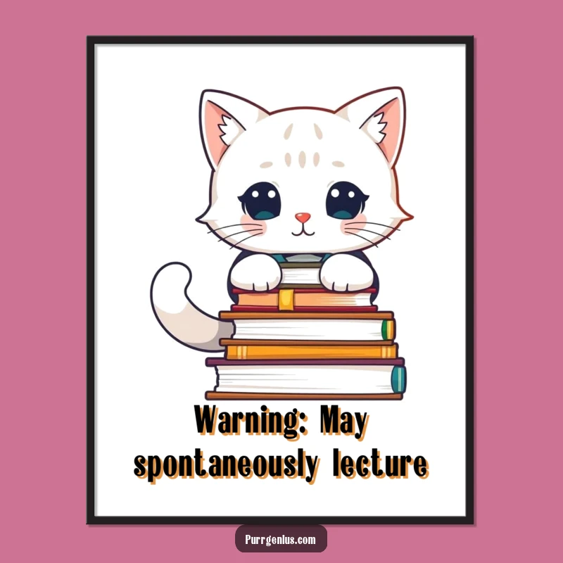Funny Feline Scholar Poster: Intellectual Cat Art for Your Study Space