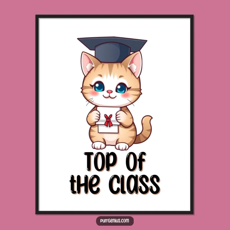 Funny Graduation Decor: Cat Scholar Poster, Humorous Wall Art for Grads