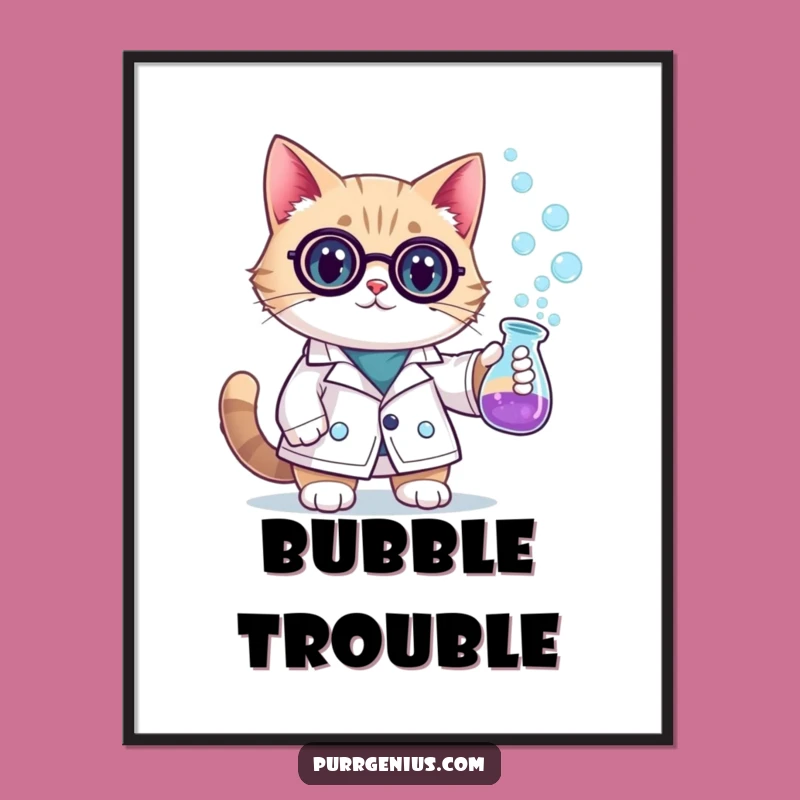 Funny Scientist Cat Poster: Decorate Your Space with This Hilarious Feline Genius Art
