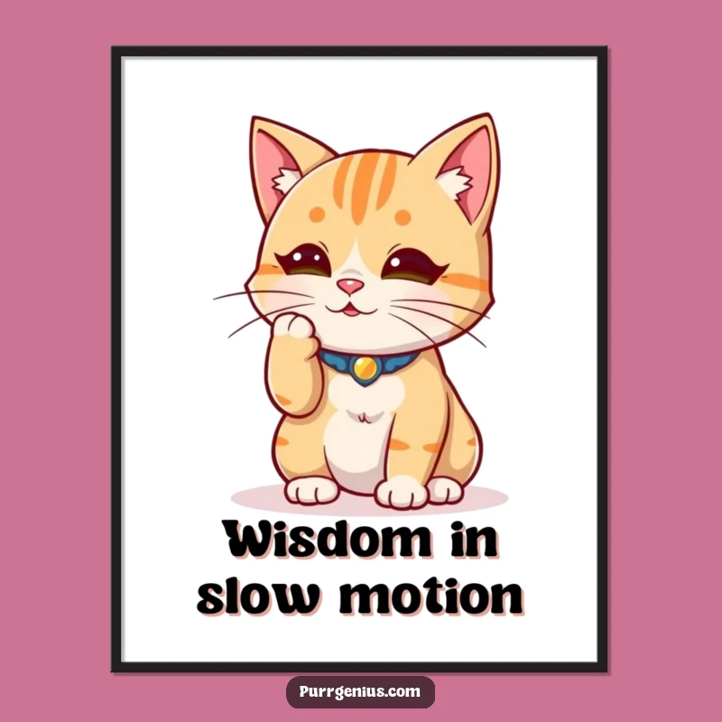 Funny Wise Cat Poster: Inspiring Wall Art for Contemplative Spaces