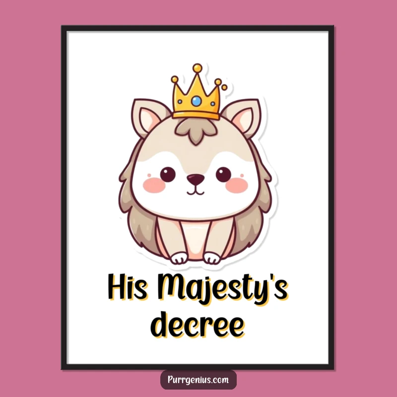 Funny Animal Tiny Crown Poster: Decorate with Royal Flair