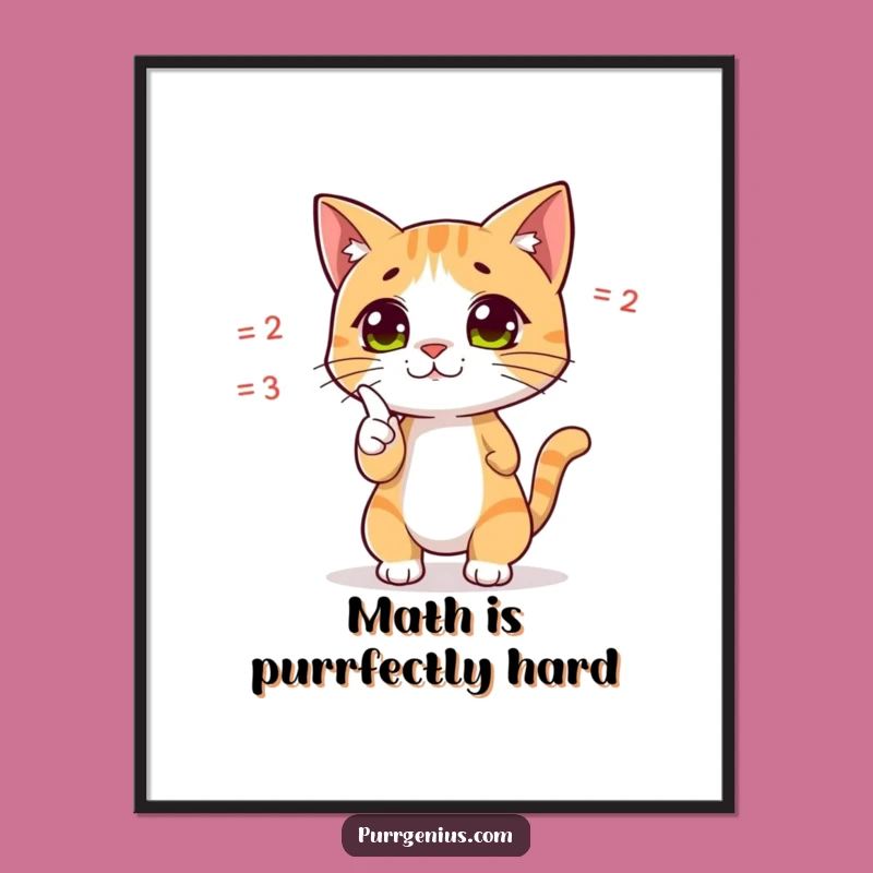 Funny Cat Math Poster: Dramatic Feline Equation Pointing Art