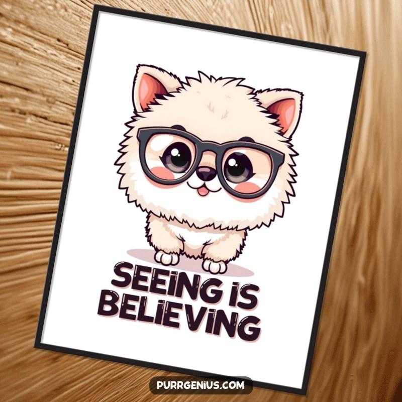 Funny animal poster with oversized spectacles, adding a whimsical and intellectual decorative touch to any room.