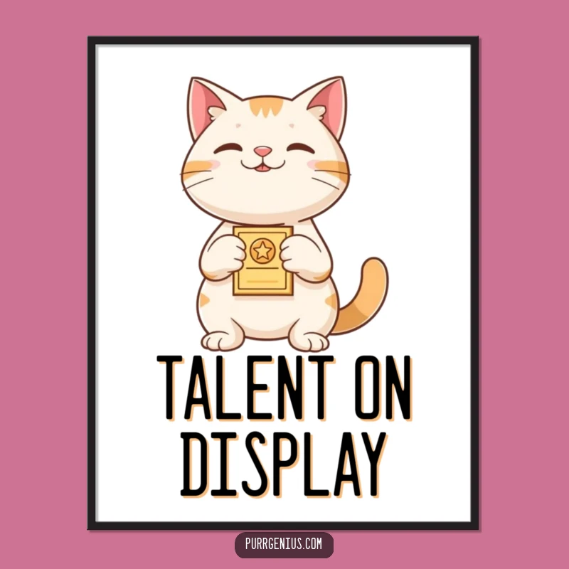 Funny Winner Cat Poster: Proud Feline Award Art, Motivational Decor