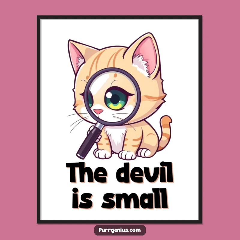 Funny Curious Cat Poster: Magnified Detail Art, Whimsical Wall Decor Gift