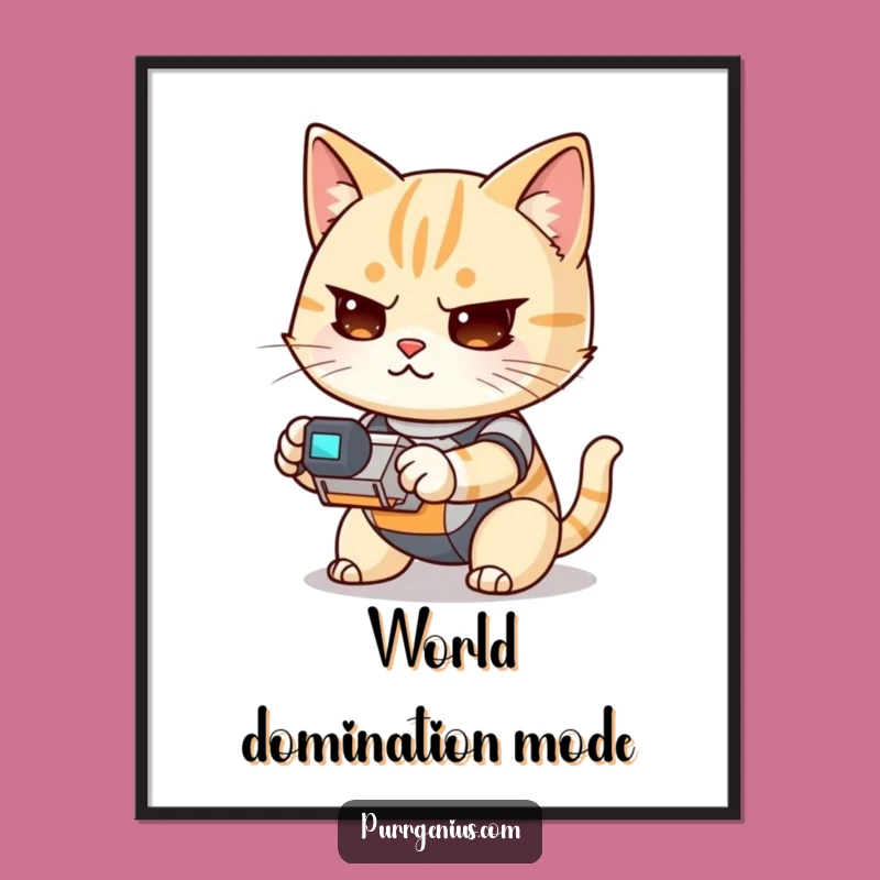 Funny Kawaii Cat Robot Commander Poster: Hilarious Wall Art for Cat Lovers