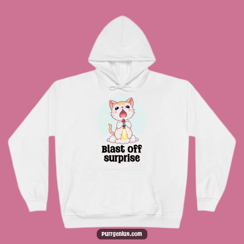 Funny Cat Rocket Surprise Hoodie: Cozy Up for Unexpected Events