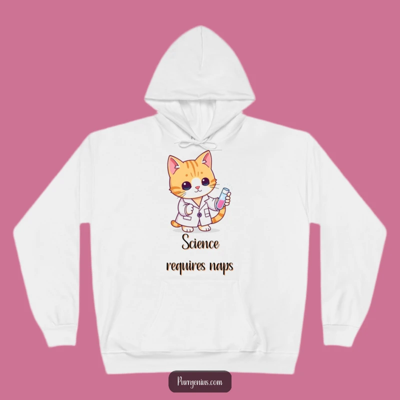 Cozy Funny Cat Lab Coat Hoodie: Warm & Humorous Feline Scientist Gift