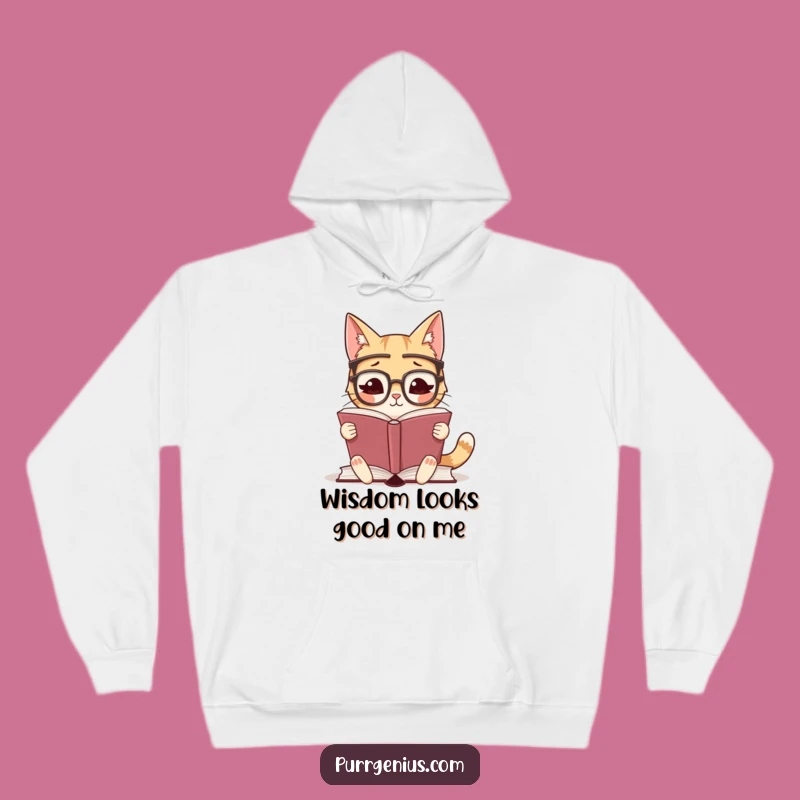 Cozy Funny Cat Reading Hoodie: Warm Intellectual Feline Pullover for Book Lovers