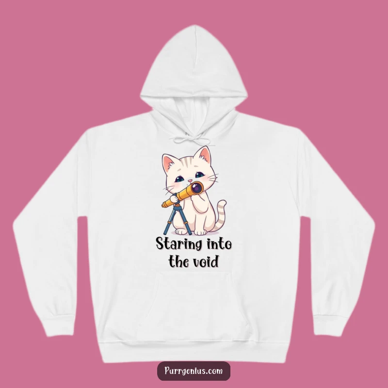 Cozy Funny Cat Telescope Hoodie: Snuggle Up with Your Favorite Feline Stargazer