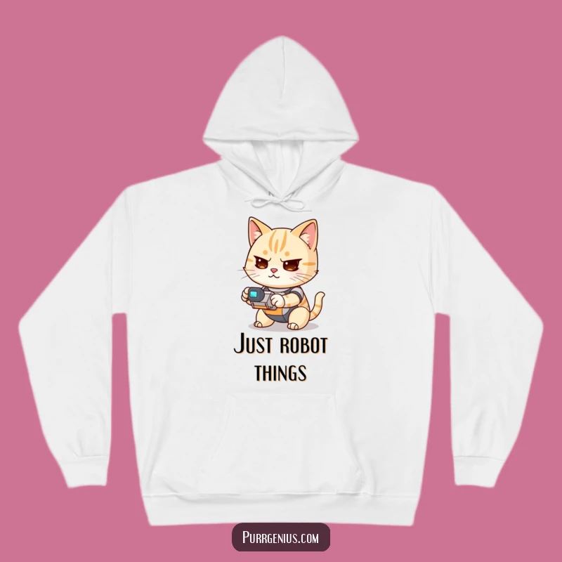 Cozy Funny Kawaii Cat Robot Master Hoodie: Warm & Hilarious Cat Fan Gift