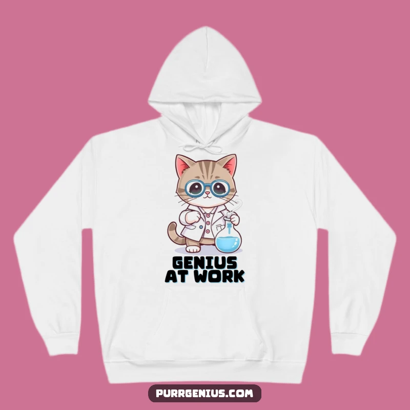 Cozy Funny Mad Scientist Cat Hoodie: Warm Lab Coat Feline Pullover