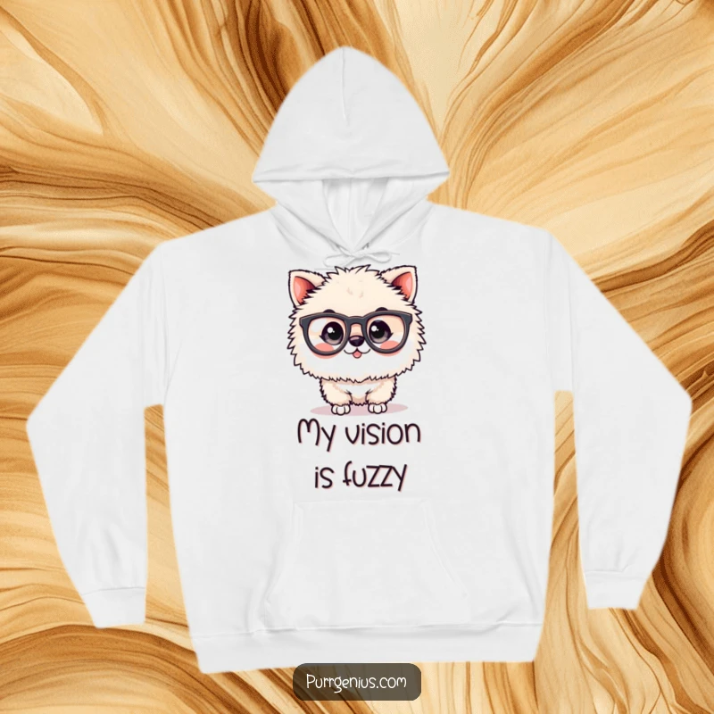 Funny animal hoodie adorned with oversized spectacles, offering cozy warmth and a humorous, studious aesthetic for the wearer.