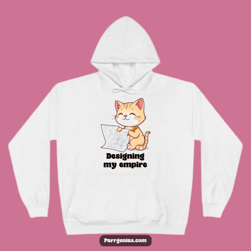 Funny Architect Cat Hoodie: Cozy Planner, Warm Gift for Creative Minds