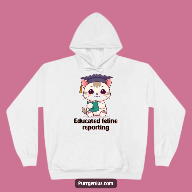 Cozy Funny Kawaii Cat Graduation Hoodie: Snuggle Up with Smarts