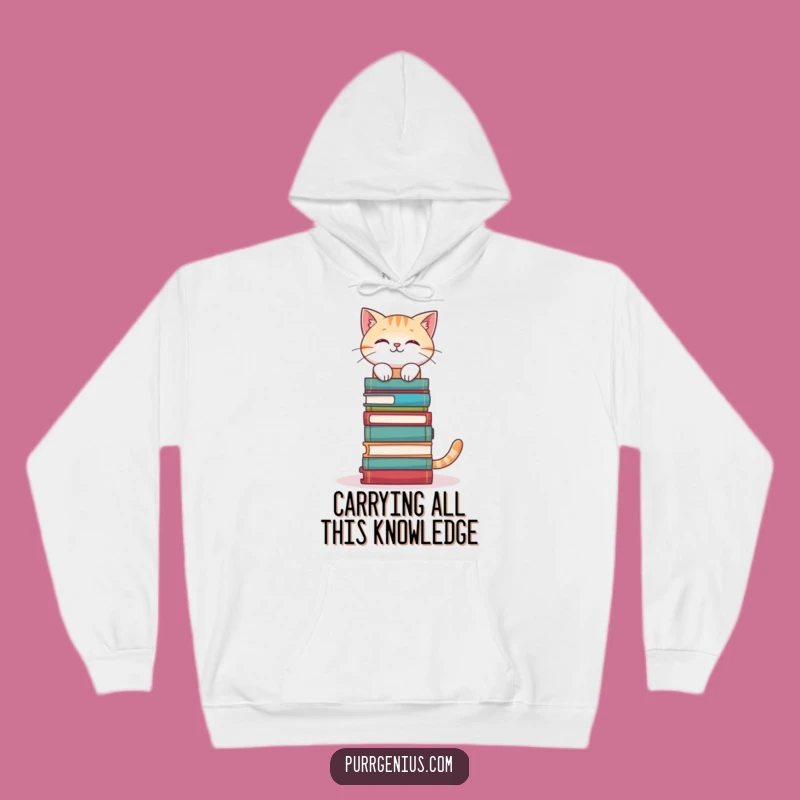 Funny Bookworm Cat Hoodie: Cozy Scholar, Warm Gift for Book Lovers