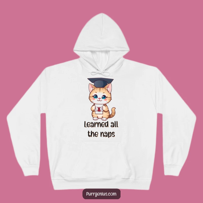 Funny Cozy Hoodie: Graduate Cat Comfort, Warm & Smart Humor Apparel