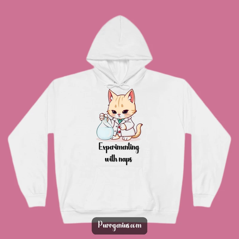 Funny Cozy Hoodie: Scientist Cat Comfort, Warm & Curious Humor