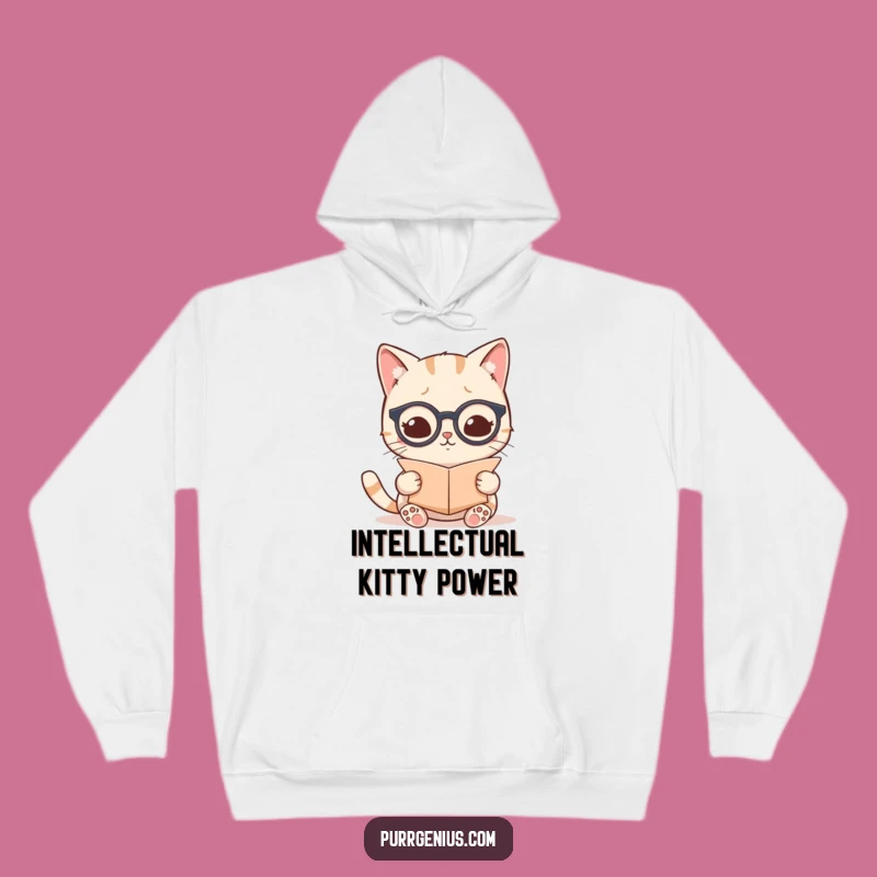Cozy Funny Kawaii Cat Scholar Hoodie: Wisdom & Warmth Combined