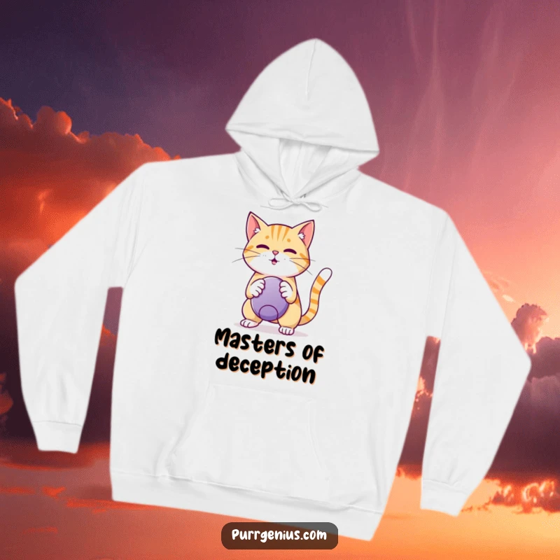 Funny Hoodie: A sly cat performs a skillful trick with a ball, capturing a moment of pure feline entertainment and humor.