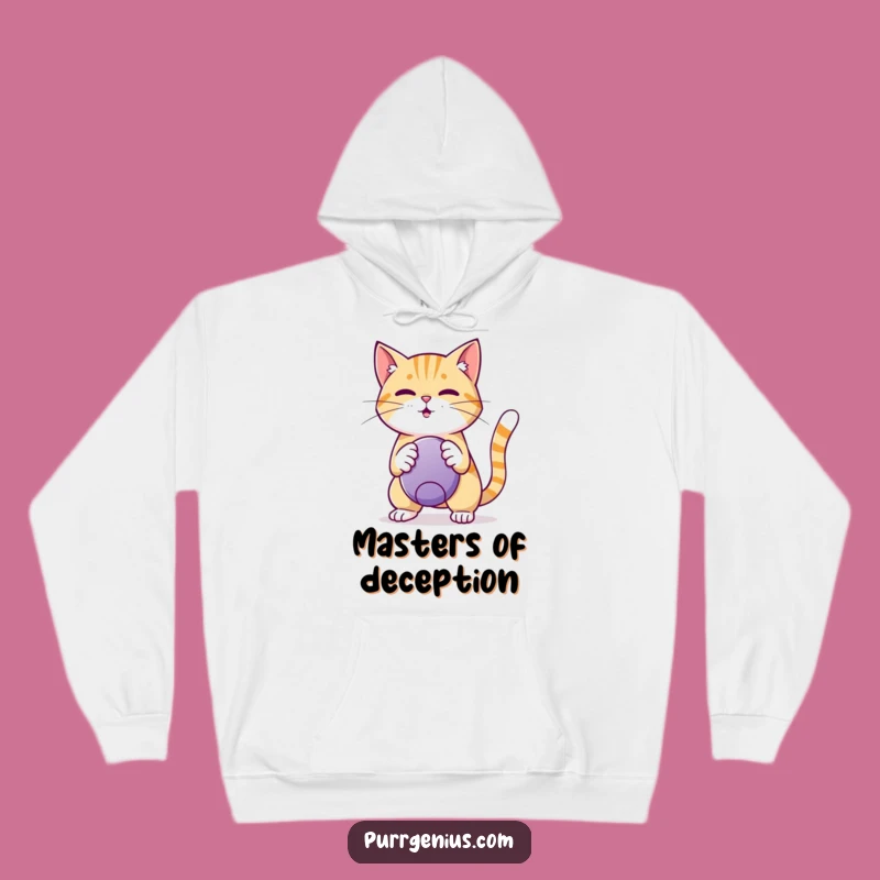 Funny Cat Trickster Hoodie: Clever Feline Ball Masterpiece, Ultimate Funny Gift for Cat Fanatics
