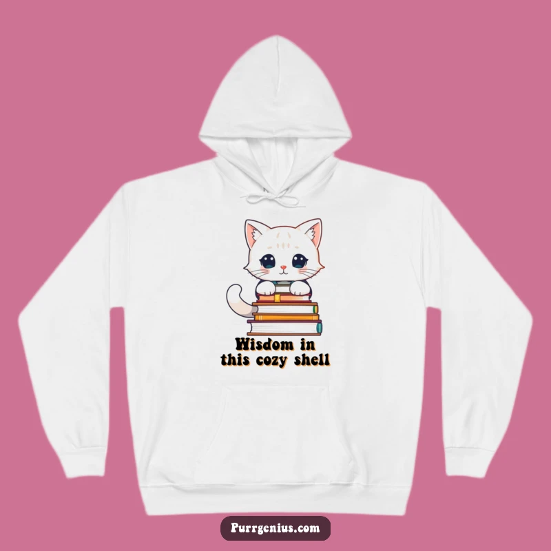 Cozy Funny Feline Scholar Hoodie: Warm Your Mind & Body