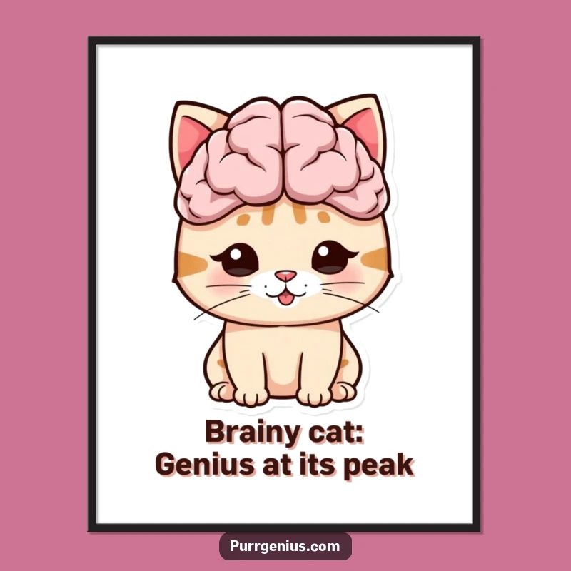 Free Printable Wall Art: Big Brain Cat - Smart & Funny Downloadable Art