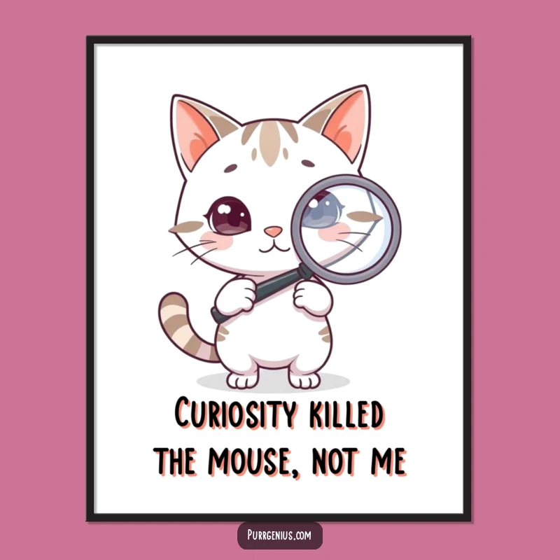 Free Printable Wall Art: Detective Cat with Magnifying Glass, Intriguing Downloadable Art!