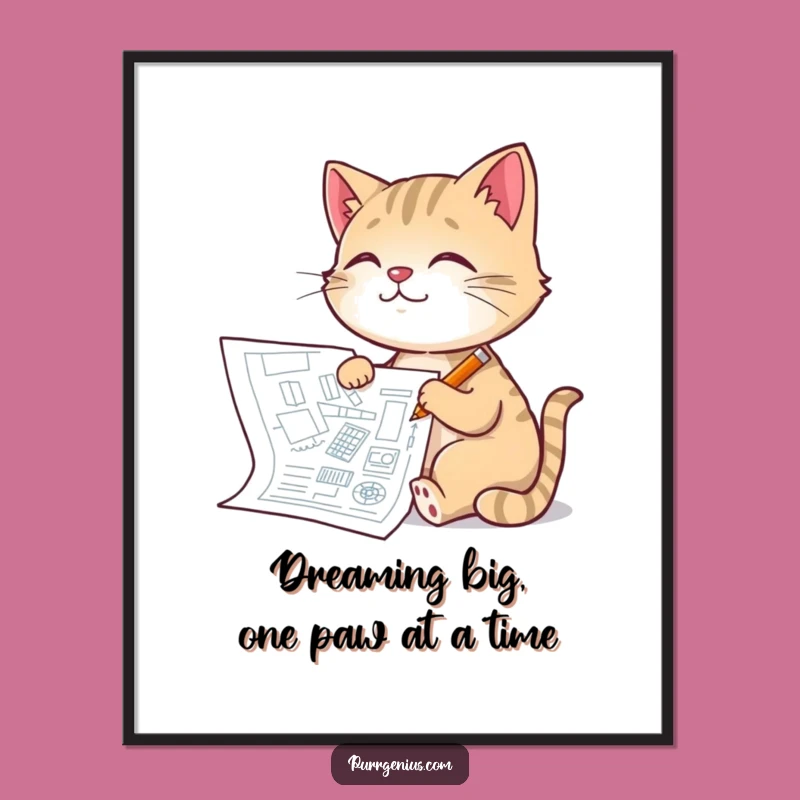 Free Printable Architect Cat Wall Art - Funny Downloadable Decor for Builders