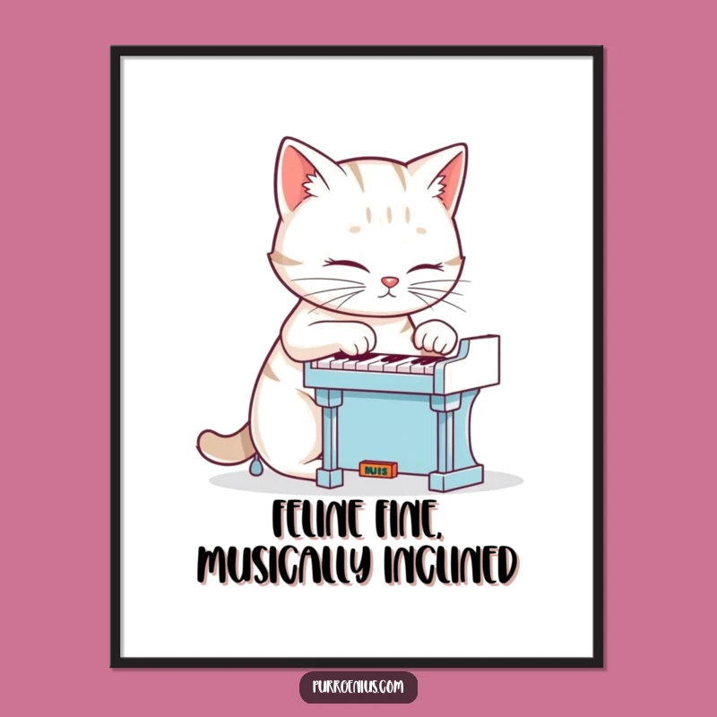 Funny Free Printable Wall Art: Cat Pianist - Humorous Downloadable Decor for Music Lovers