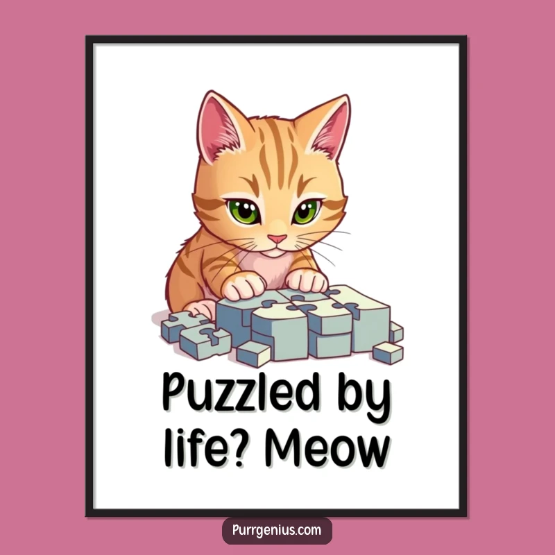 Free Printable Funny Cat Puzzle Art - Hilarious Downloadable Decor Gift
