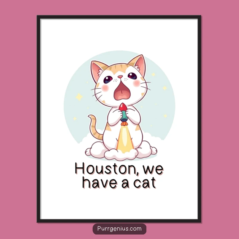Free Printable Funny Cat Rocket Art - Whimsical Downloadable Decor Gift