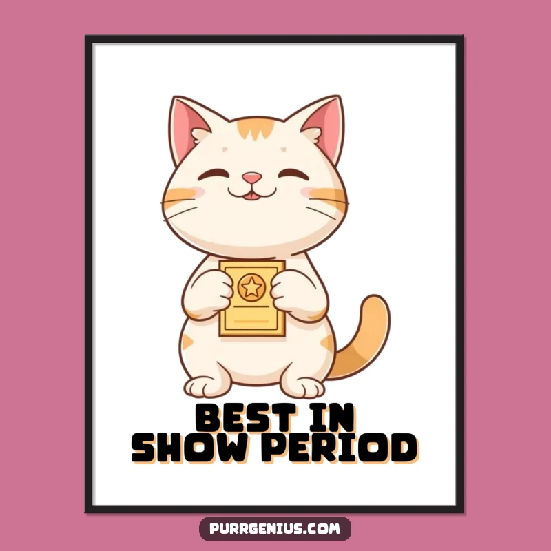 Free Printable Wall Art: Award-Presenting Cat, Funny Downloadable Decor for Champions