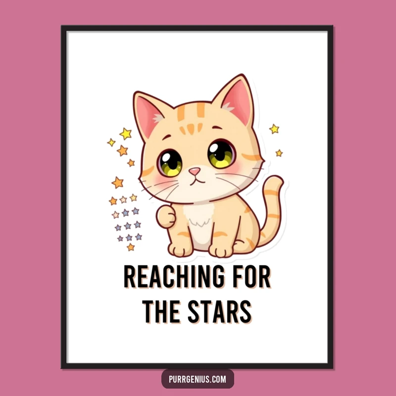 Free Printable Wall Art: Curious Cat Stargazing Downloadable Art