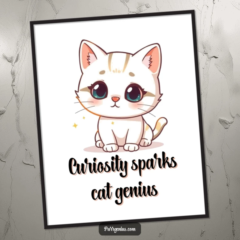 Funny Free Printable Wall Art: A cat looks intrigued by a glowing formula, adding a mysterious and witty touch.