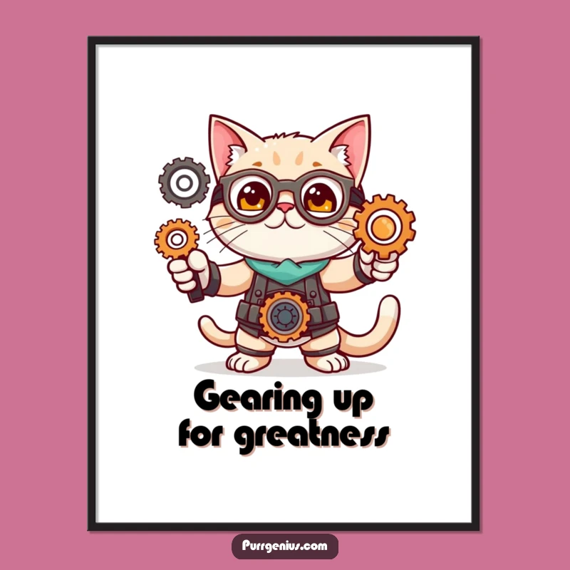 Free Printable Wall Art: Funny Inventor Cat, Quirky Downloadable Art!