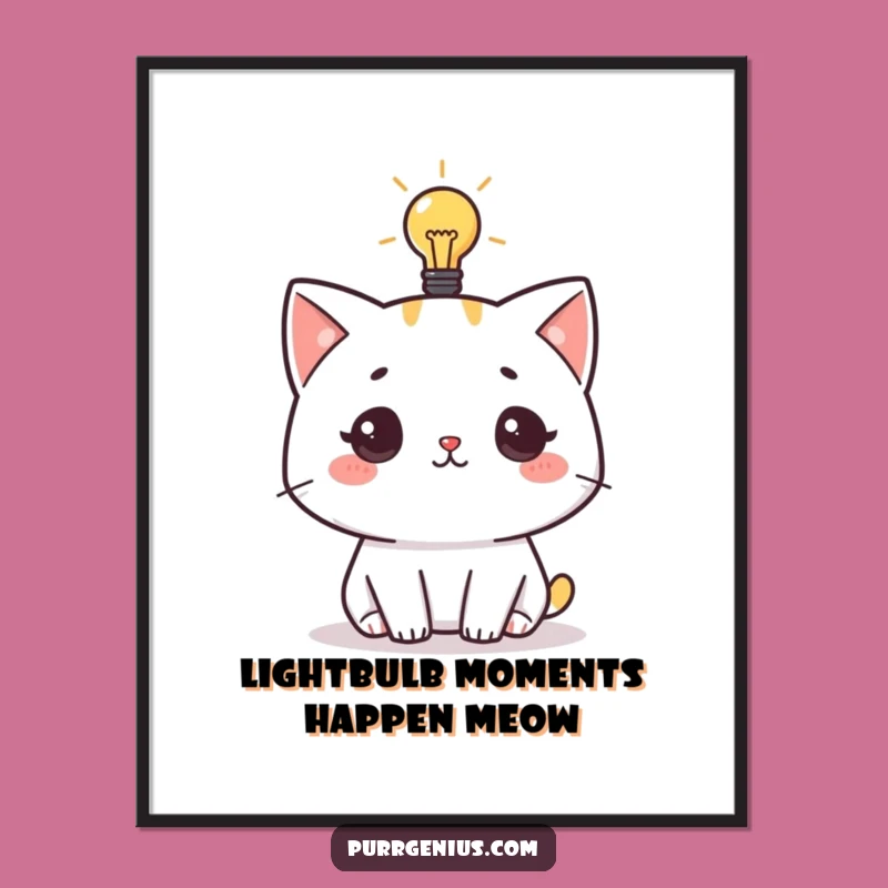 Free Printable Wall Art: Funny Lightbulb Cat, Quirky Downloadable Art!